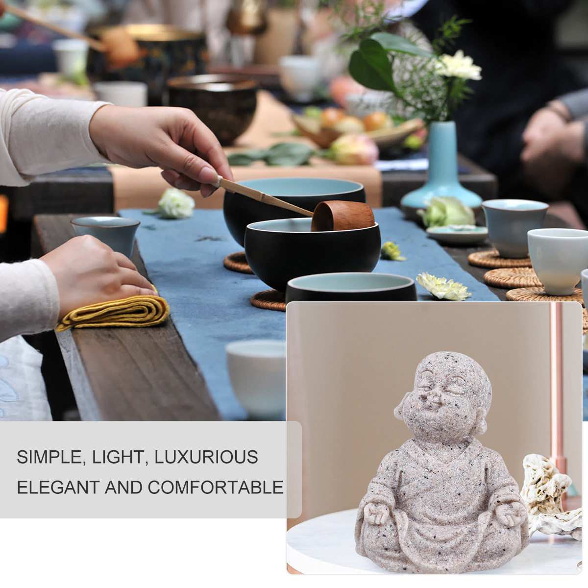 Maitreya Buddha Statue Sandsto - Fish Aquarium Home ulasan dan harga