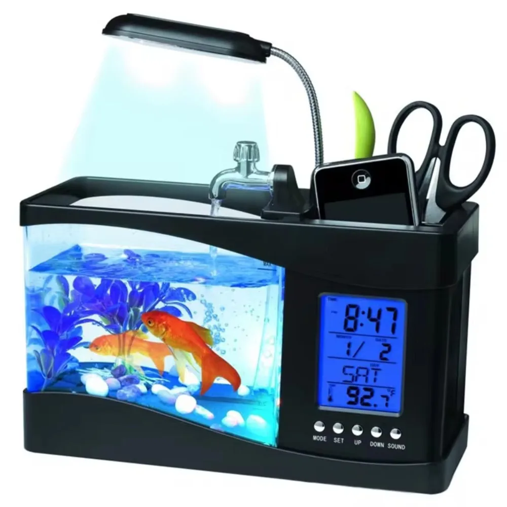 Aquarium Mini Fish Tank with W - Aquarium Light ulasan dan harga